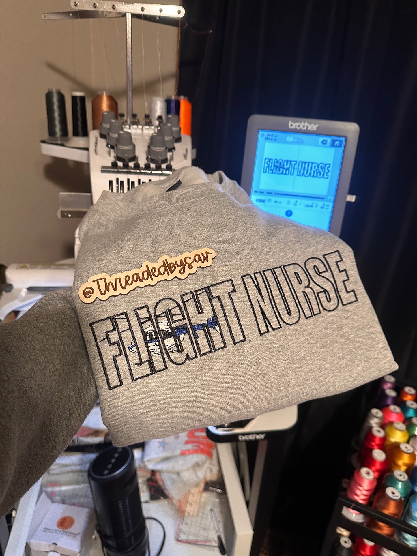 Embroidered flight Nurse Crewneck