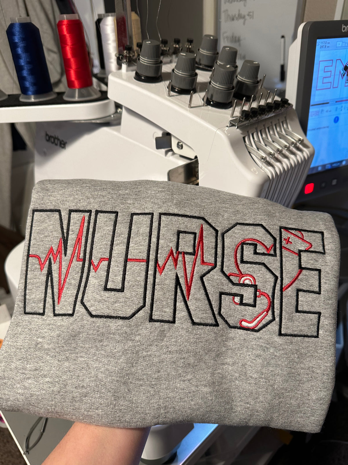 Embroidered Nurse Crewneck