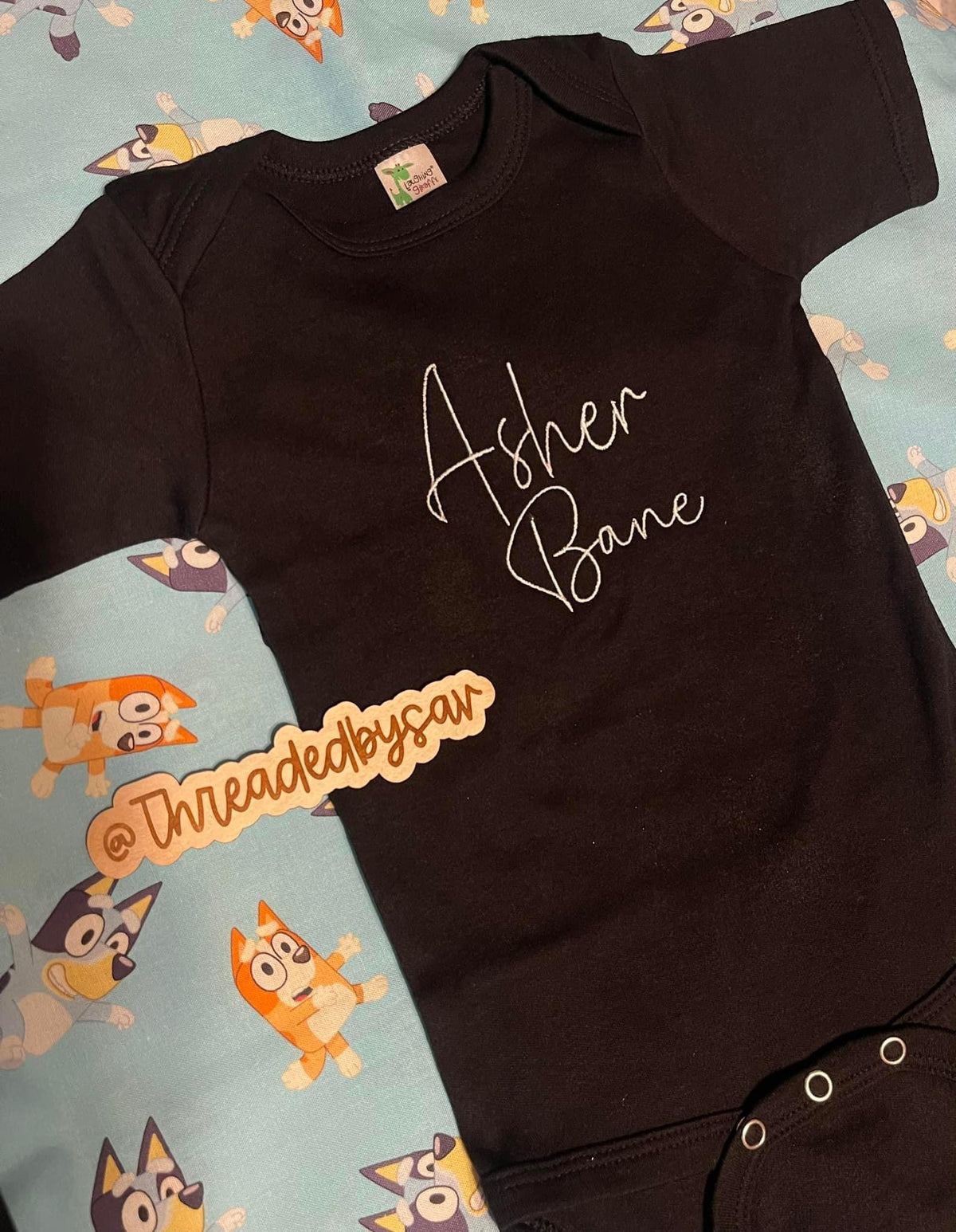 Infant embroidered name onesie