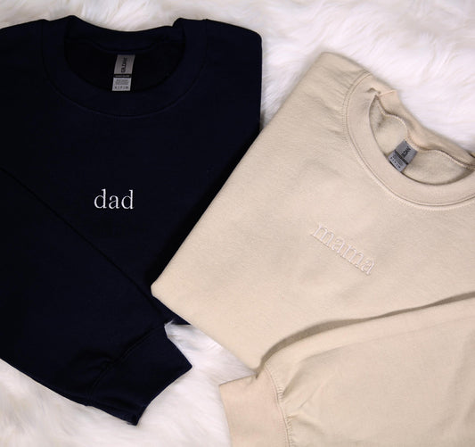 Mama // Dad Embrodiered Crewneck Simple