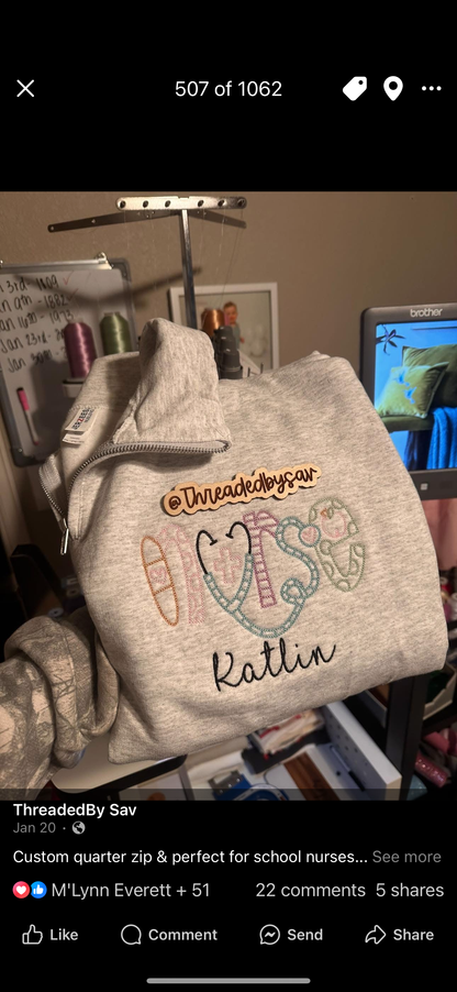 Doodle Nurse Quarter Zip