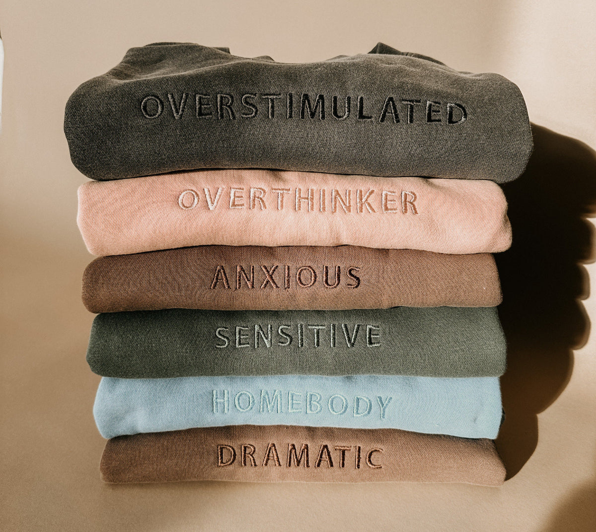 Pigment dyed embroidered crewneck