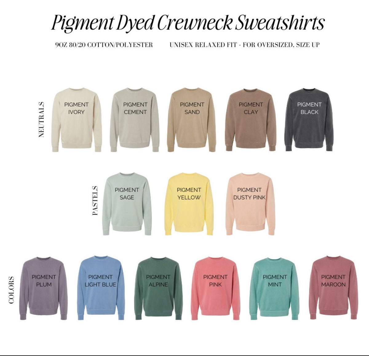 Pigment dyed embroidered crewneck