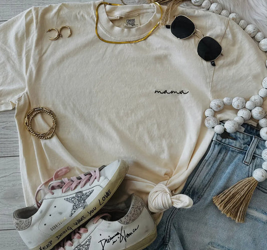 dainty embroidered mama CC tee