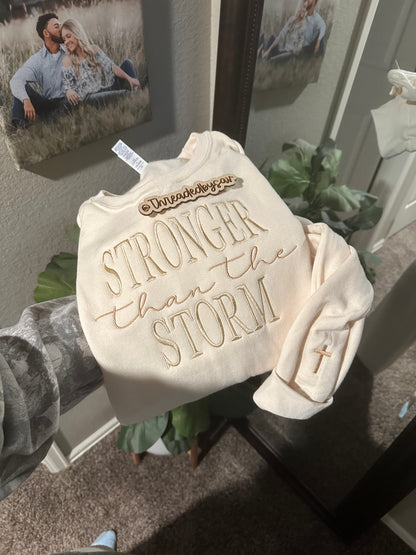 Stronger Than The Storm Crew {cross on sleeve}
