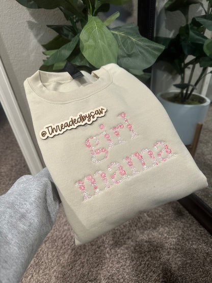 Girl Mama floral crew