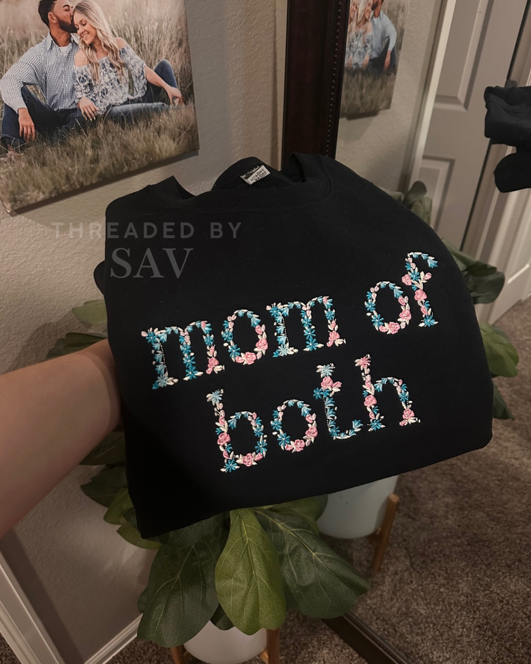 Mom of Both Floral crew