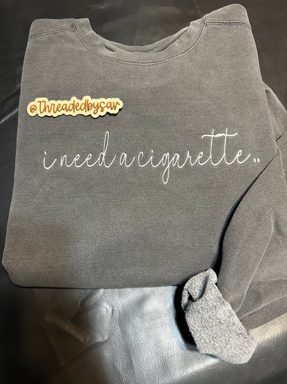 Pigment dyed embroidered crewneck