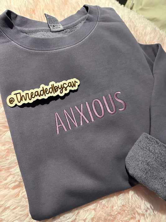 Pigment dyed embroidered crewneck