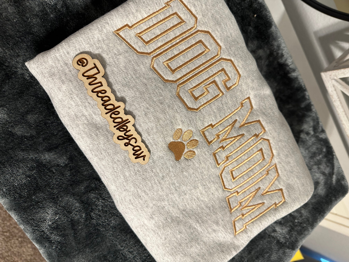 Dog mom embroidered crew